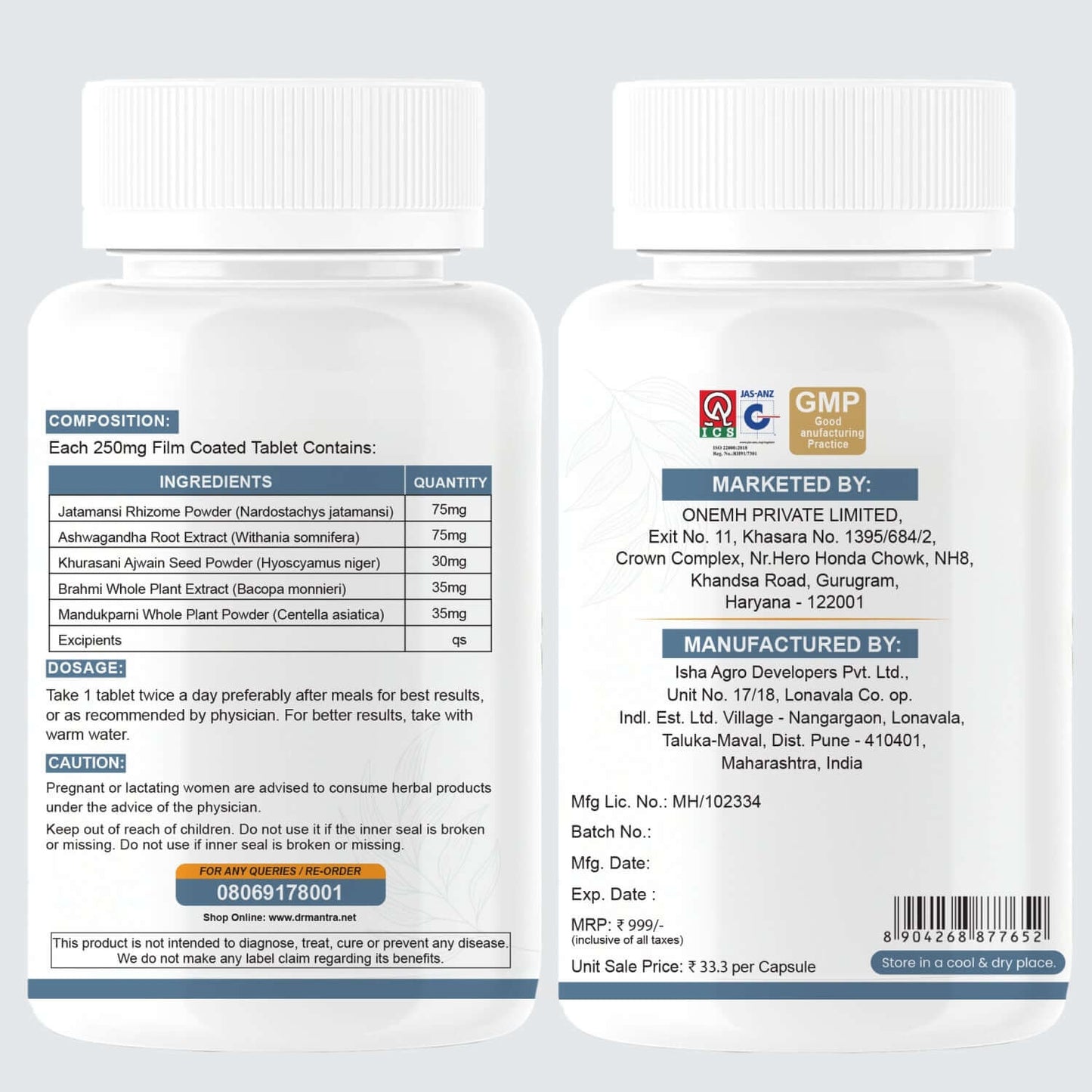 Dr Mantra Calm Veda Tablets