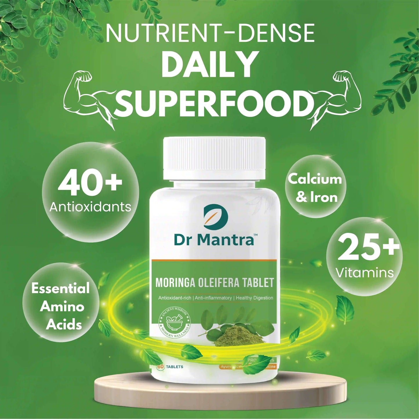 Dr Mantra Moringa Daily Superfood for Healthy Digestion & Weight Loss| 60 Tablets