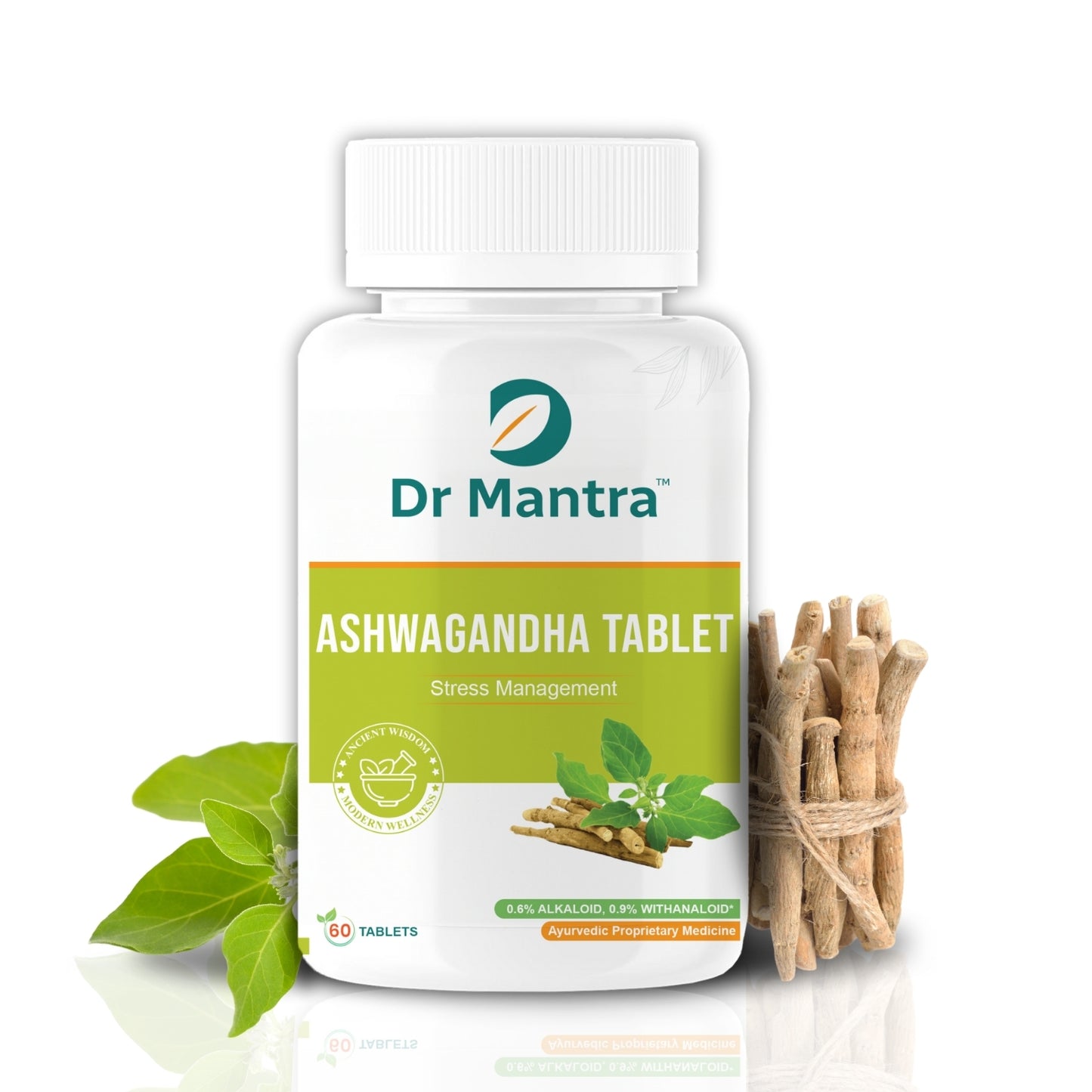 Dr Mantra Ashwagandha Stress Management Tablets 500mg| Withania Somnifera Supplement for Energy, Anti-inflammation & Immunity| 60 Tablets