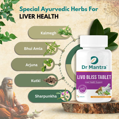 Liver Care Supplement Tablets for Fatty Liver & Liver Detoxification| Safe, natural with Ayurvedic Herbs Bhui Amla, Kalmegh| 30 Tablets