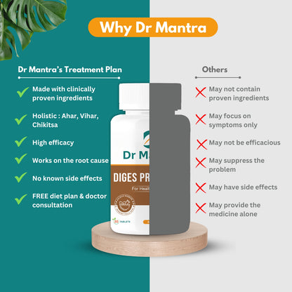 Dr Mantra Digestion Supplement Tablets| Gut health Support, Acidity, Gas & Constipation Relief| Safe & Natural with Ayurvedic Herbs Triphala & Indrajav| 30 Tablets