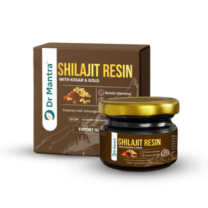 Dr Mantra Shilajit Resin with Kesar & Gold for Men's Wellness | 20gm