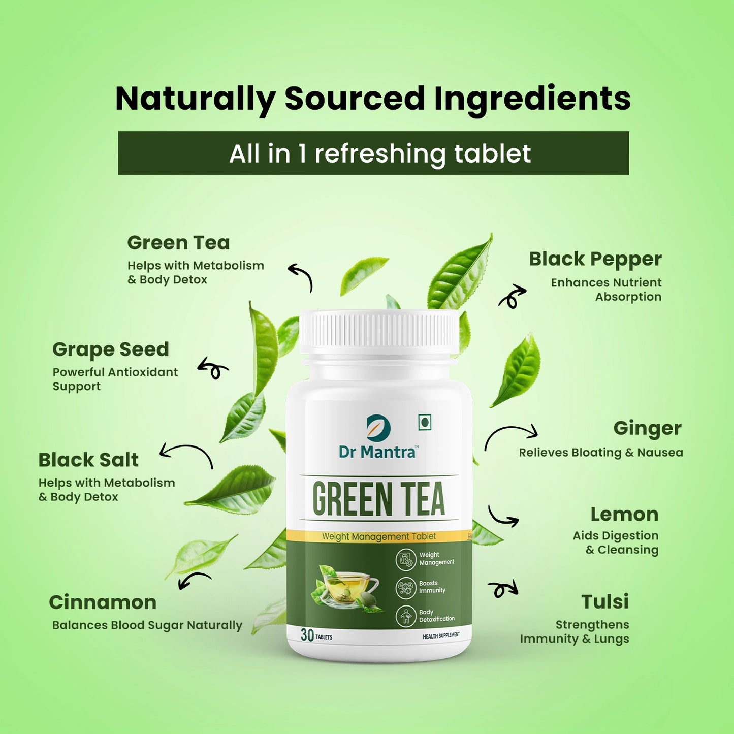Dr Mantra Green Tea Tablets For Weight Management | 30 Tablets