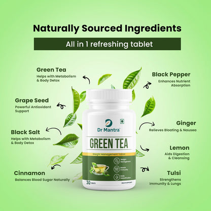 Dr Mantra Green Tea Tablets For Weight Management | 30 Tablets