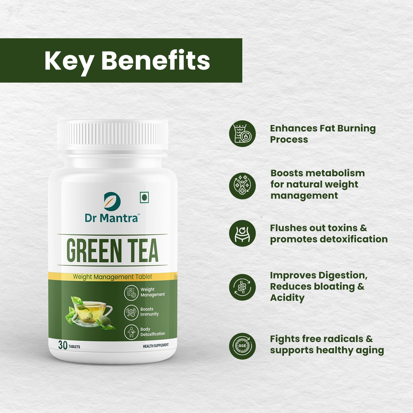 Dr Mantra Green Tea Tablets For Weight Management | 30 Tablets