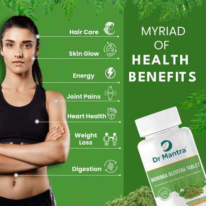 Dr Mantra Moringa Daily Superfood for Healthy Digestion & Weight Loss| 60 Tablets