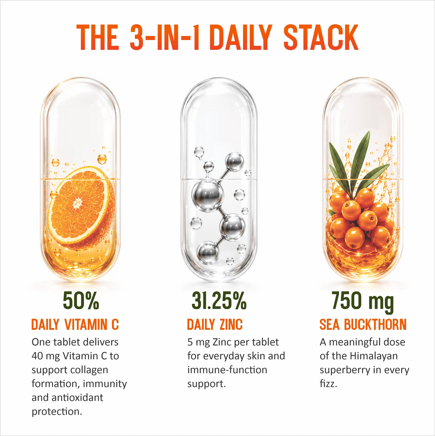 Sea Buckthorn Effervescent Tablets with Vitamin C & Zinc