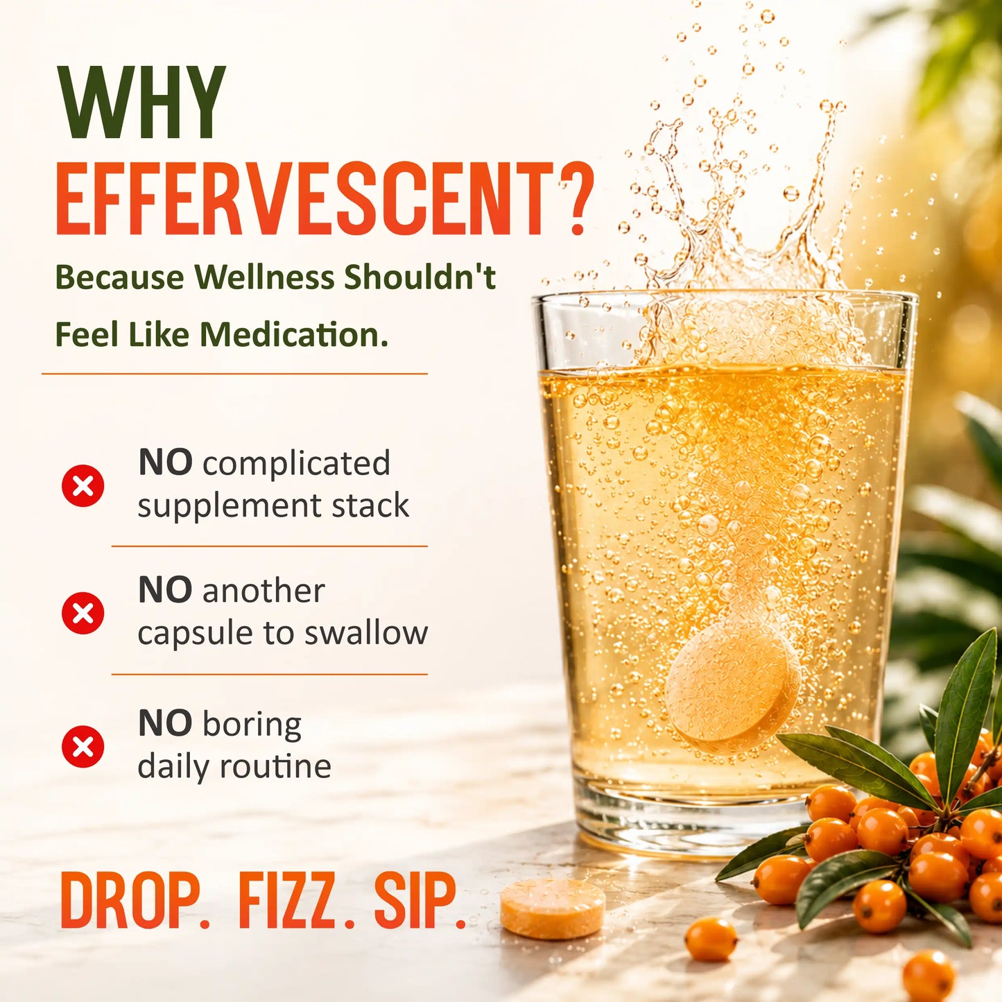 Sea Buckthorn Effervescent Tablets with Vitamin C & Zinc