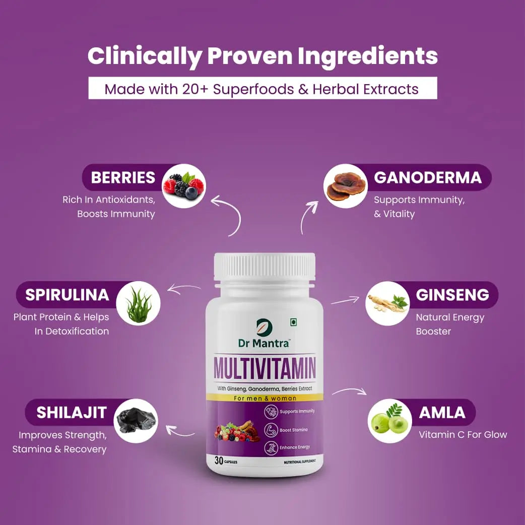 Dr Mantra Multivitamin Capsules for Men & Women | 30 Capsules