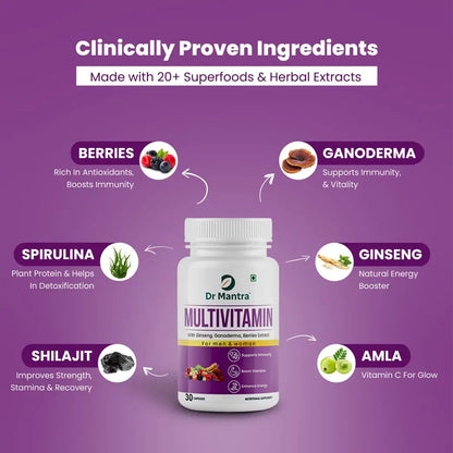 Dr Mantra Multivitamin Capsules for Men & Women | 30 Capsules